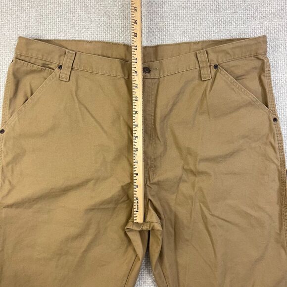 NEW Wrangler Carpenter Pants Men's 42x32 Relaxed Fit Brown Tan Utility Workwear - Picture 9 of 10